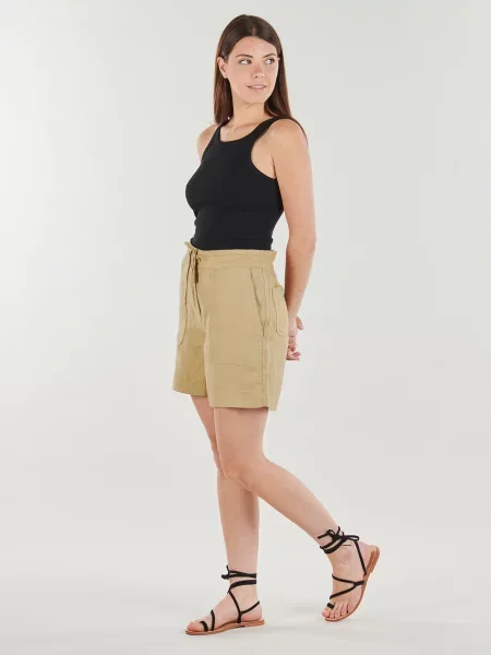 Ľanové šortky Lauren Ralph Lauren béžová