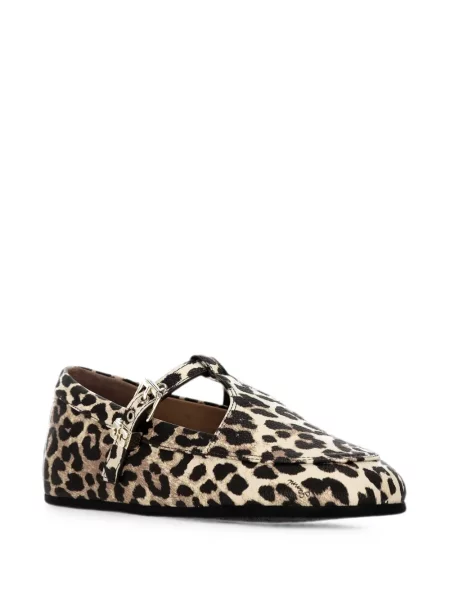 Balerini Ganni cu imagine cu model leopard cu cataramă