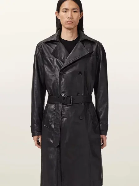 AllSaints trenci din piele KELLETT negru