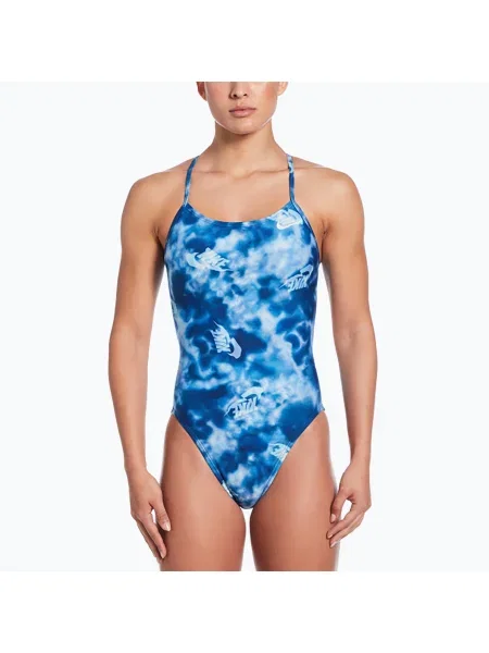 Női egyrészes fürdőruha Nike Hydrastrong Cutout kék. Méret: 38 kék