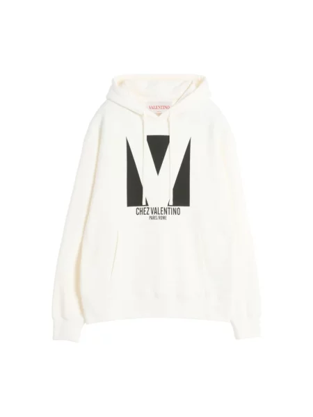 Lniana bluza z kapturem Valentino Garavani biała