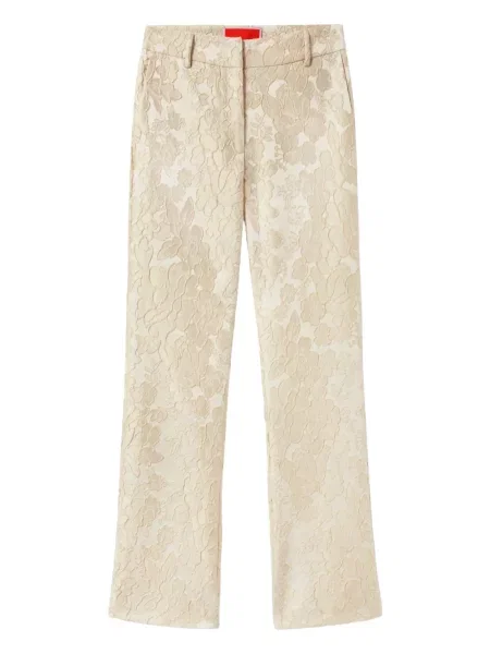 Pantaloni La Doublej cu model floral din jacard