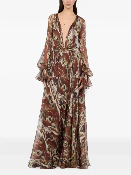 Rochie maxi Roberto Cavalli cu imagine maro
