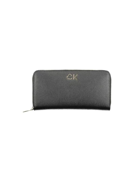Lniany portfel Calvin Klein czarny