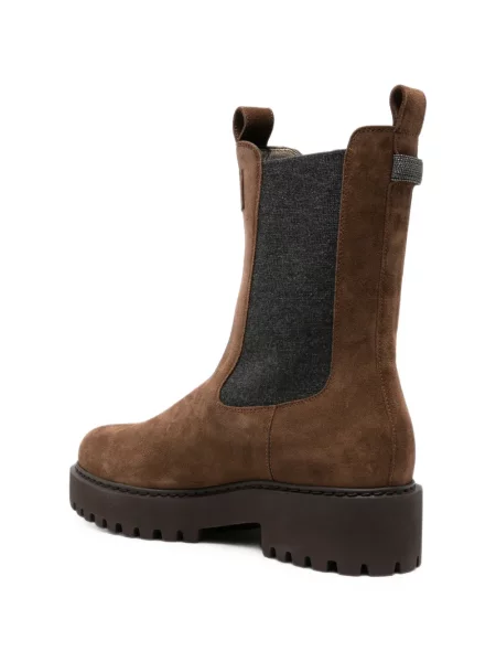Botine Brunello Cucinelli din piele de căprioară maro