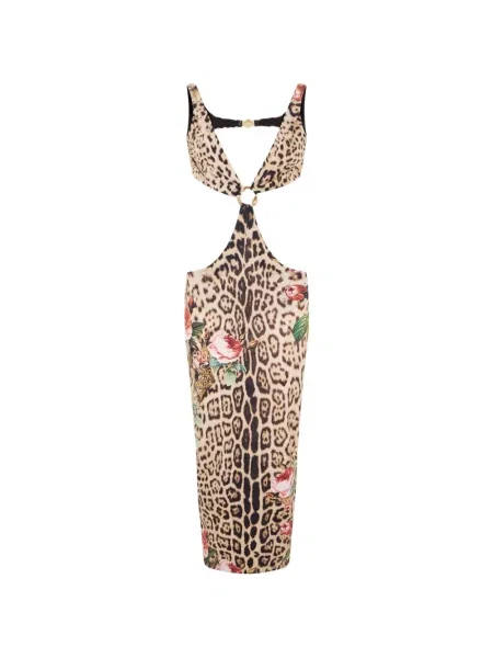 Rochie midi Roberto Cavalli cu imagine cu model leopard