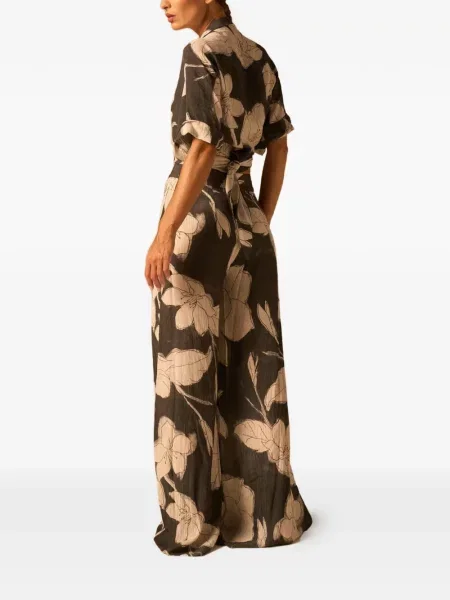 Pantaloni Jbq cu model floral cu imagine maro