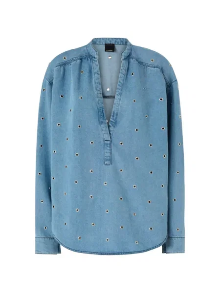 Top Pinko cu decolteu în V albastru