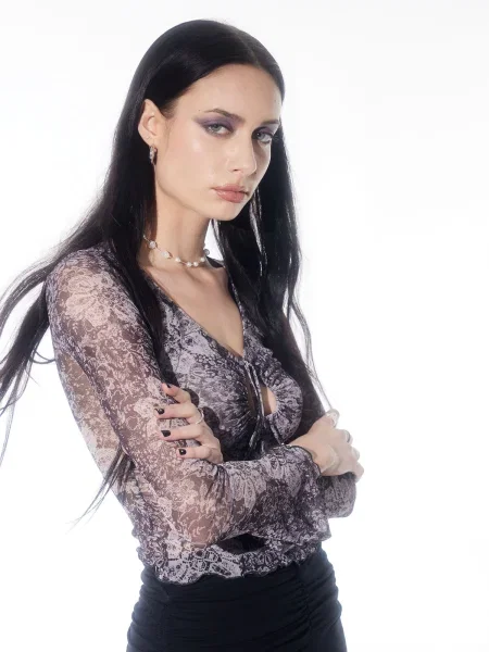 SHYX Tricou Heather / gri alb