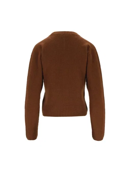 Jedwabny sweter Tom Ford z okrągłym dekoltem klasyczny brązowy