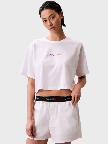 Піжама Calvin Klein з попліну з автографом біла