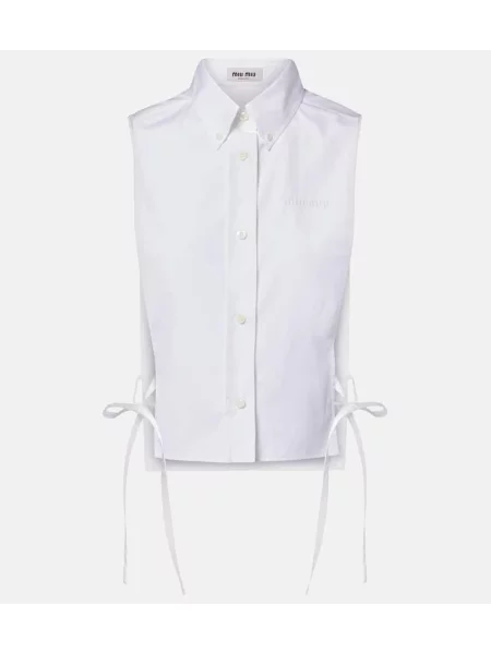 Elimina cămașă Miu Miu din poplin alb