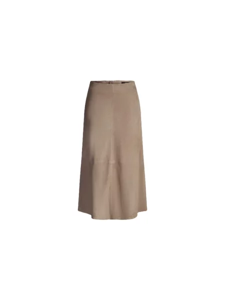 Spódnica skórzana Windsor do kolan beżowa