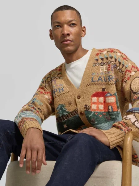 Kardigan rozpinany o kroju relaxed fit z czystej wełny Polo Ralph Lauren beżowy