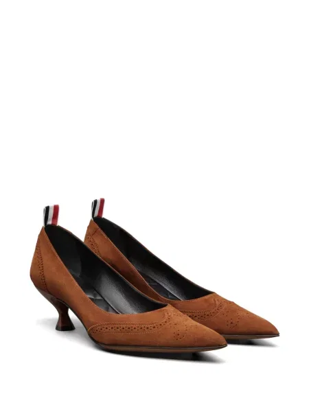 Pantofi cu toc Thom Browne din piele de căprioară maro