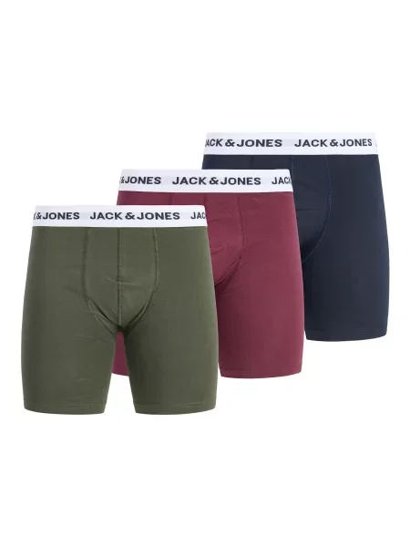 JACK & JONES Boxeri JACADRIAN albastru marin / oliv / roșu vin alb