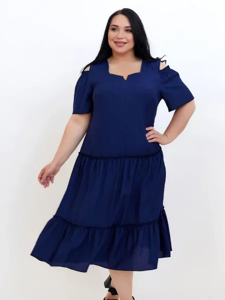 Сукня міді All Posa віскоза/поліестер синій