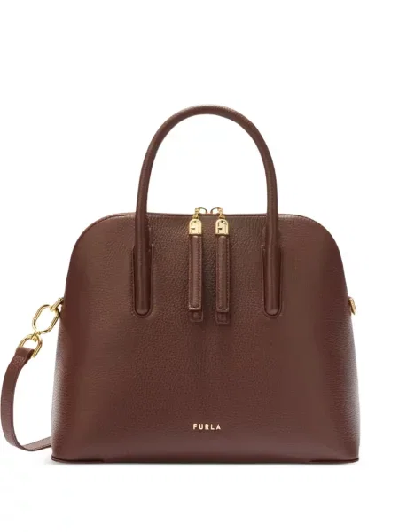 Iš natūralios odos shopper rankinė Furla ruda