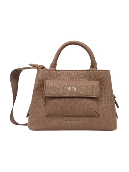 Torebka Armani Exchange skórzana beżowa
