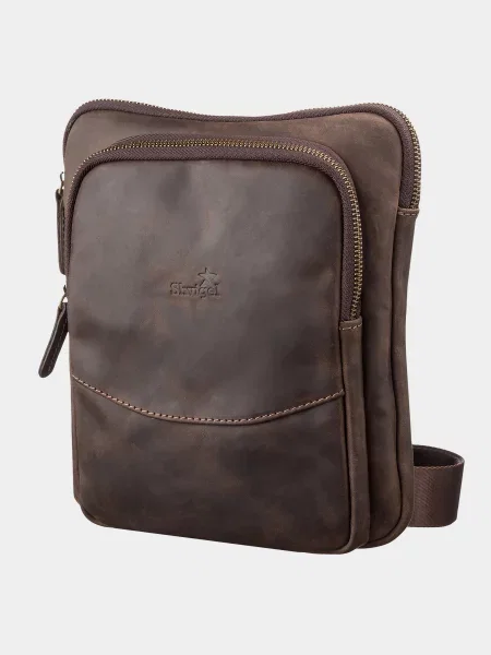 Кожаная сумка через плечо Shvigel коричневая