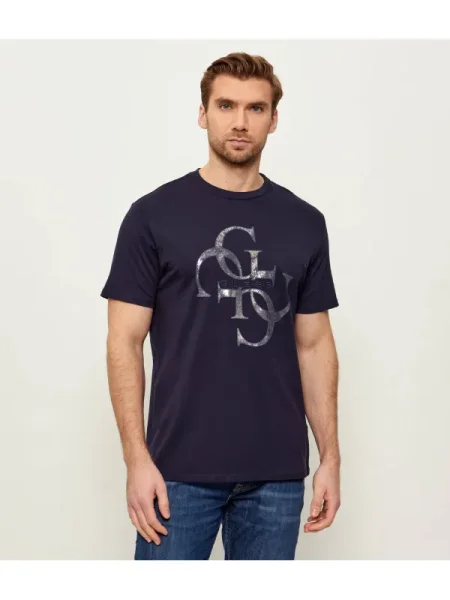 GUESS Tricou bleumarin / fumuriu / argintiu albastru