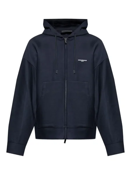 Hanorac cu glugă Emporio Armani cu imagine albastru