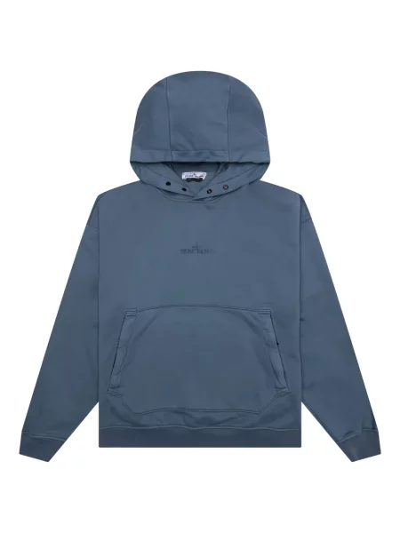 Hanorac cu glugă Stone Island cu broderie albastru