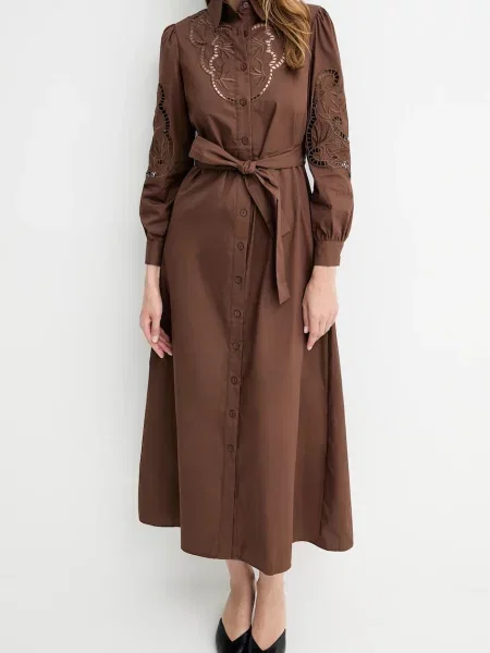 Haljina Answear.LAB maxi ravna smeđa