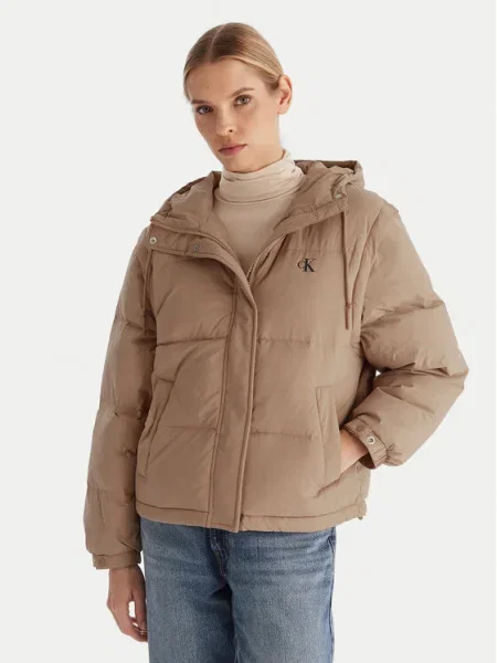 Пухен елек Calvin Klein Jeans бежово