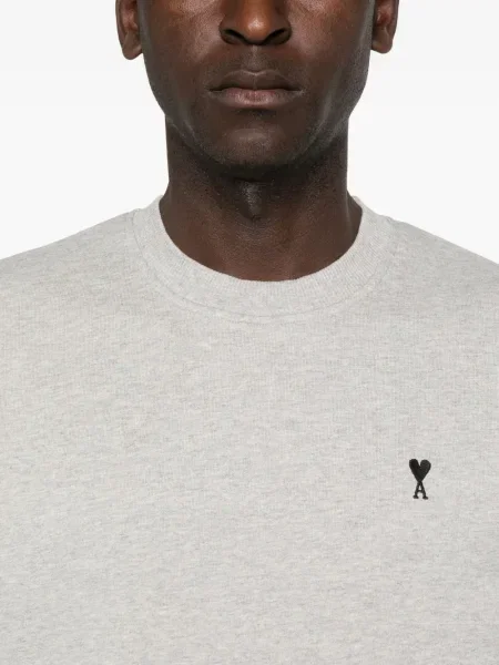 Hanorac crewneck Ami Paris cu motiv cu inimi gri
