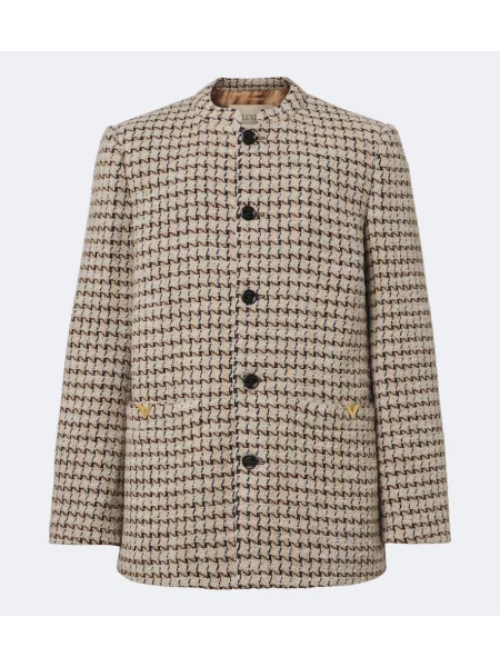 Sacou Valentino de lână cu model pepito bej
