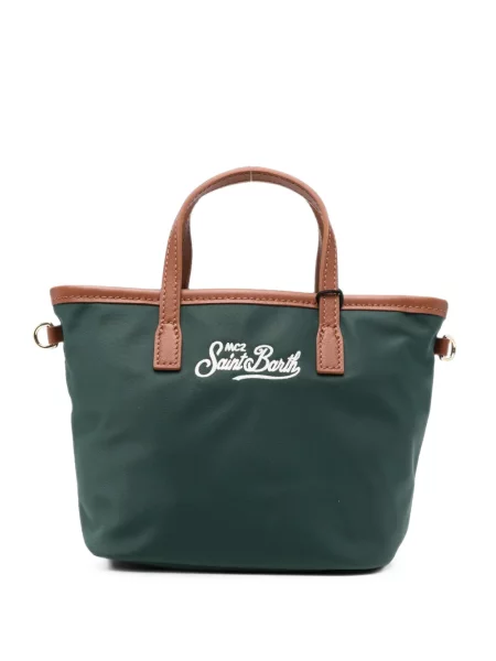Geantă shopper Mc2 Saint Barth cu autograf verde