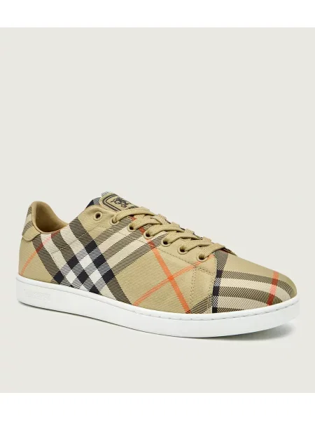 Burberry Sneakers Check Set cu adaos de piele bej
