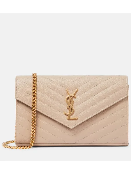 Usnjena ogrlica Saint Laurent bež