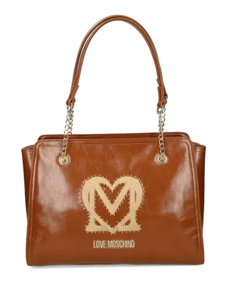 Geantă Love Moschino cu tepi maro