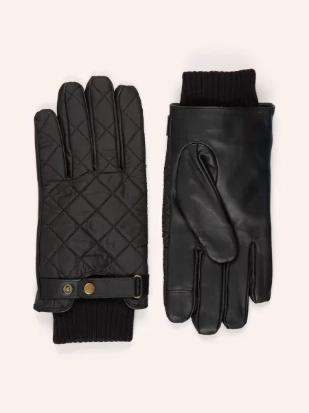Barbour Kožené Rukavice Singsby černá