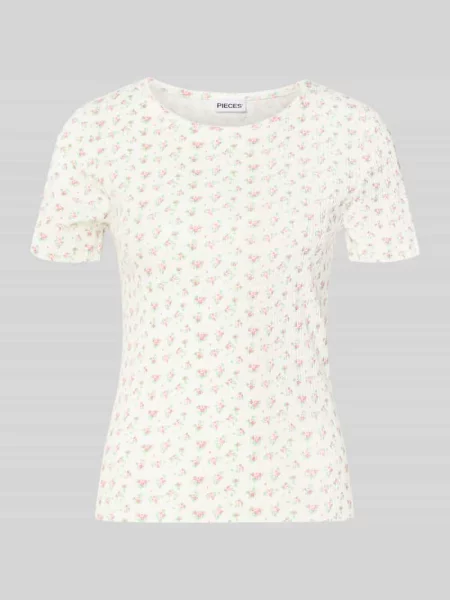 T-shirt o kroju slim fit z czystej bawełny model TURIEL' Pieces biała