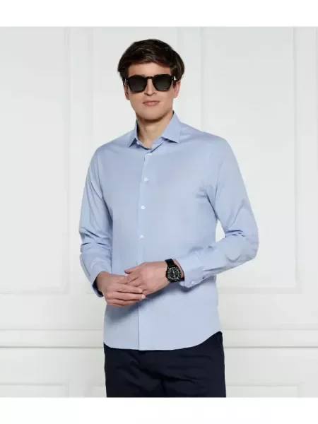 Gulerat cămașă Tommy Hilfiger stretch albastru