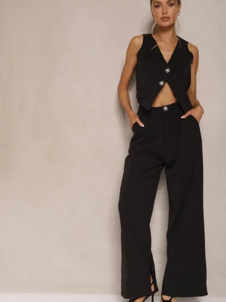 Komplet z Cyrkoniami Krótka Kamizelka i Eleganckie Spodnie Diviriel czarny