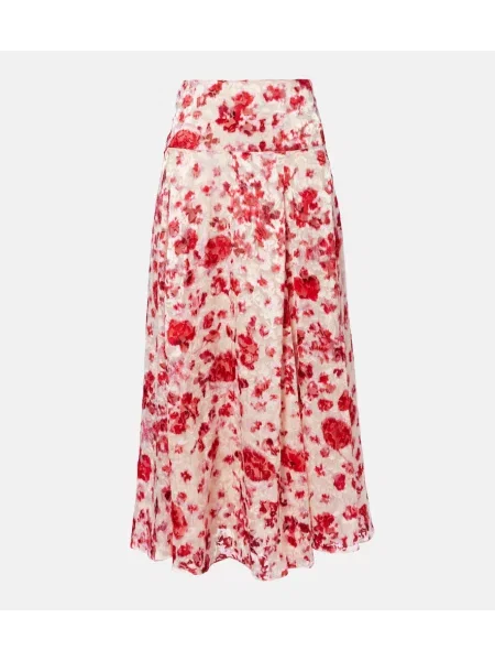 Fusta maxi Isabel Marant cu model floral din jacard roz