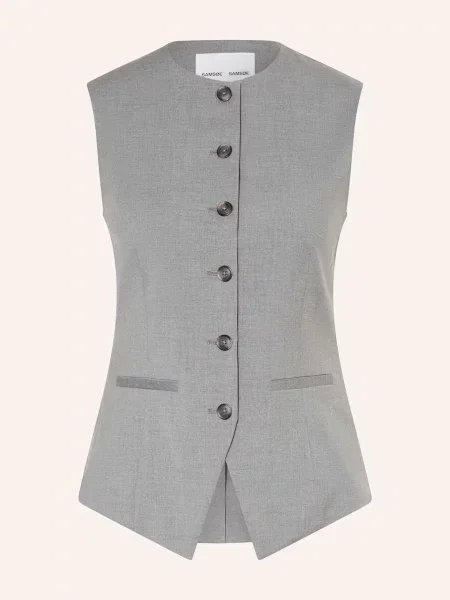 Samsøe Samsøe kamizelka garniturowa Saruma Kobiety Sztuczne włókno marmurkowy S szary
