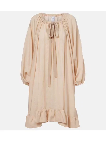 Sukienka midi Patou w paski do kolan garniturowa beżowa