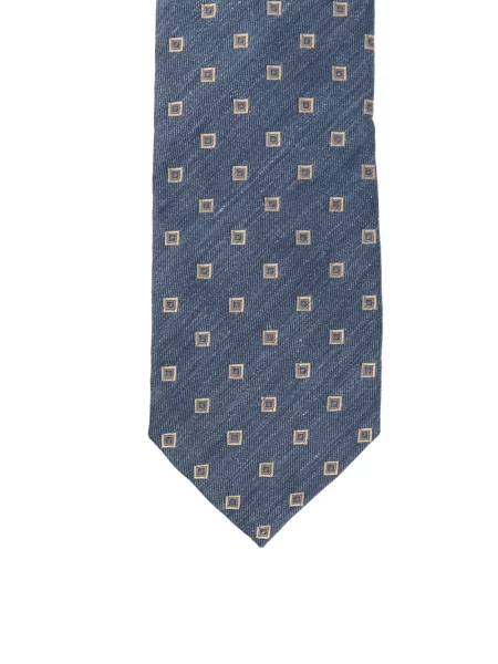 Cravată Barba cu imprimeu geometric albastru