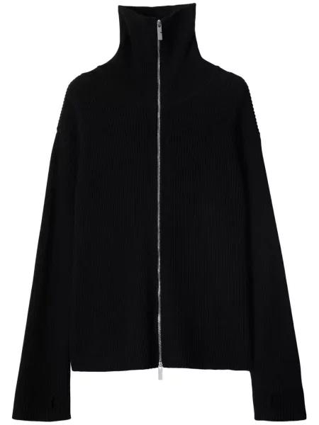 Cardigan Burberry tricotate cu nervuri negru