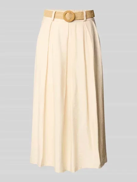 Spódnica midi z plisami i wpuszczanymi Zabaione beżowa