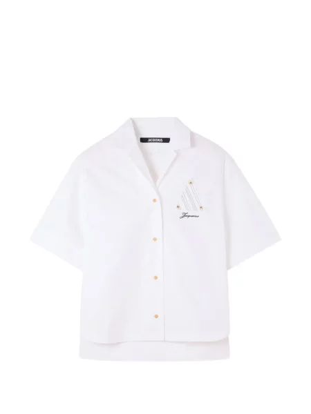 Scurt cămașă Jacquemus cu broderie alb