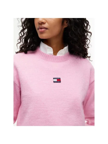 Pufos geacă de blugi Tommy Jeans roz