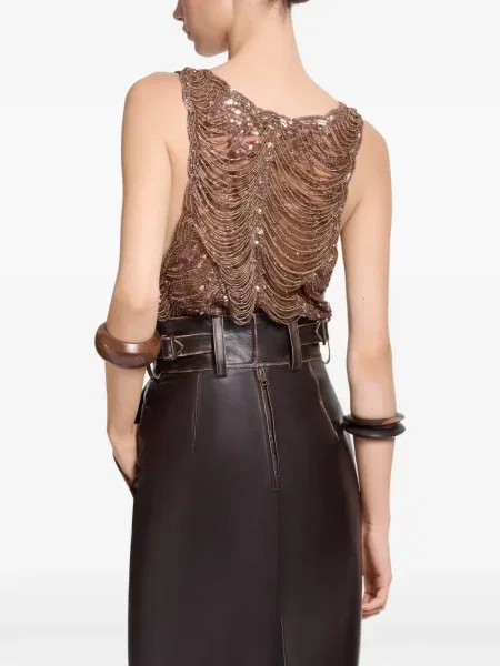 Top Elie Saab cu broderie maro
