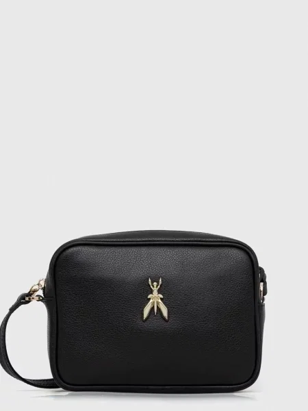 Usnjena torbica Patrizia Pepe črna bela