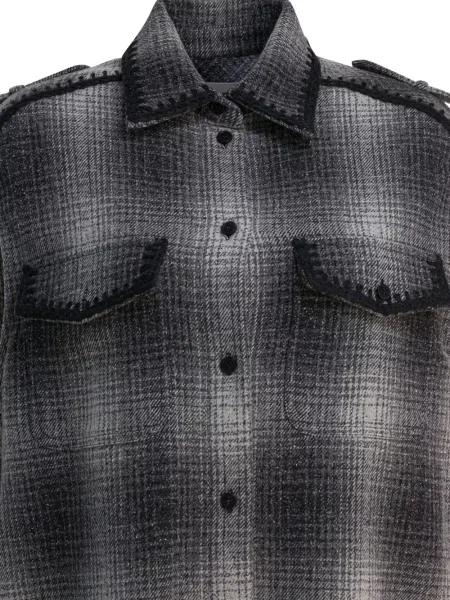 Rochie mini Golden Goose în carouri de costum gri